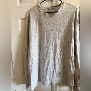 Alexander Wang Long-Sleeve Crewneck Shirt — Light Gray